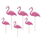 PartyDeco Aloha Flamingos Topper Picks, 6 Stück