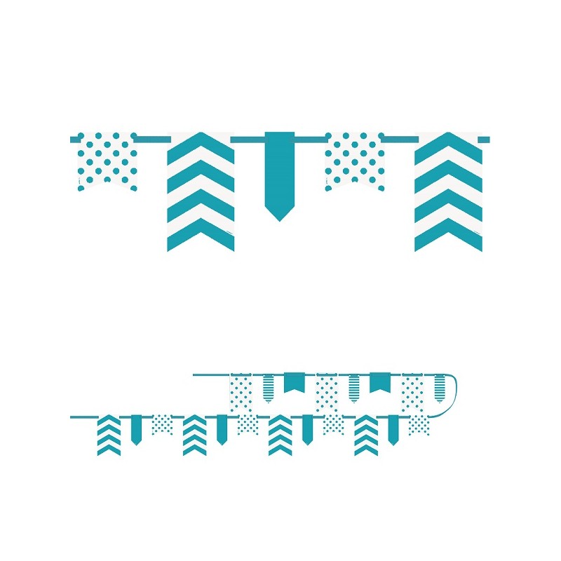 Unique Party Teal Polka Dot & Chevron Banner Girlande, 3.3 Meter