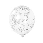 Unique Party Luftballons transparent mit Konfetti Silber, 6 Stück