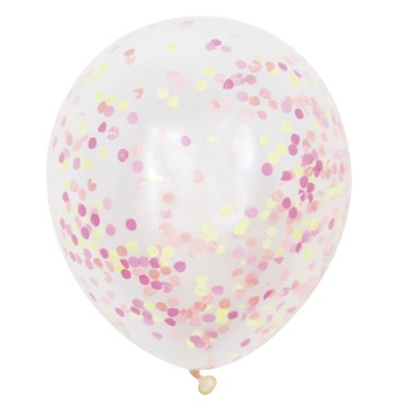 12 inch Clear Latex Balloons with Neon Confetti 54480
