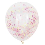 Unique Party Clear Balloon with Neon Confetti, 6 pcs
