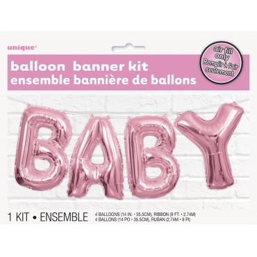 pink baby balloon banner 53684