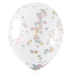 Unique Party Luftballons transparent mit Konfetti Sternchen Pastell, 5 Stück