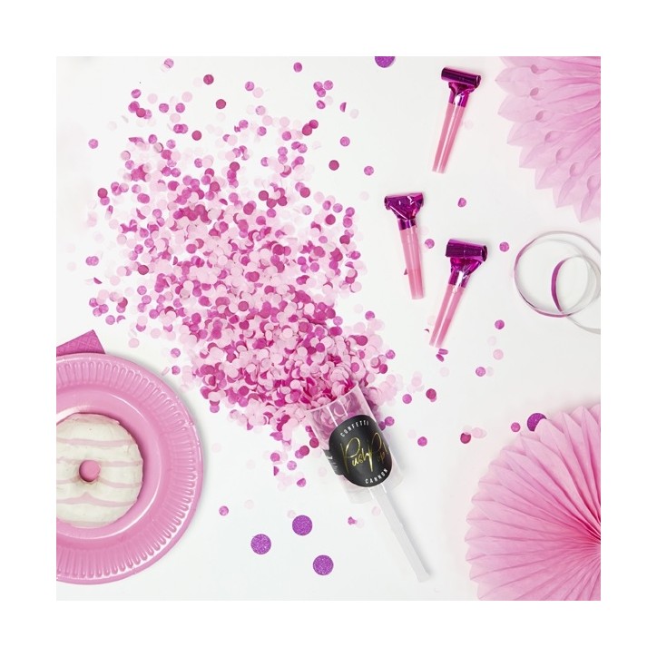 PartyDeco Konfetti Push Pop Pink – Wiederverwendbare Konfetti-Kanone