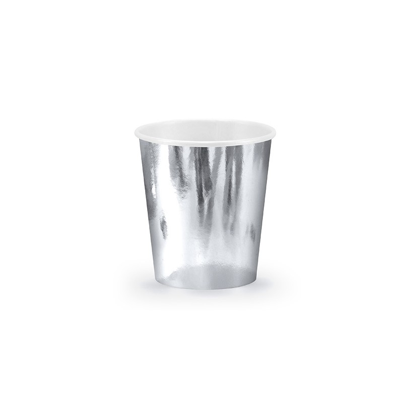 PartyDeco 180ml Party Cups Silver, 6 pcs