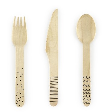Wooden Cutlery black 16cm (1 pkt / 18 pc.)