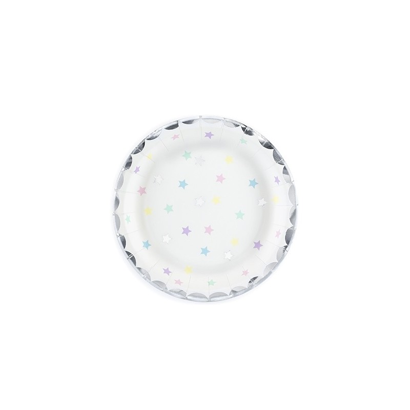 PartyDeco Magical Unicorn Stars Cake Plates, 6 pcs