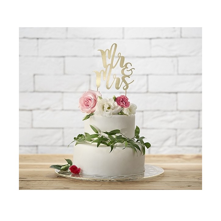 Mr & Mrs Tortentopper Gold – Hochzeit Deko 15.5x14cm | PartyDeco Mr & Mrs Tortentopper Gold – Hochzeit Deko 15.5x14cm | PartyDeco