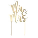 PartyDeco Gold Mr & Mrs Cake Topper