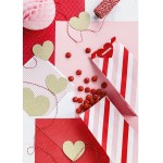 PartyDeco Sweet Love Blockboden Geschenktüten mit Sticker, 6 Stück