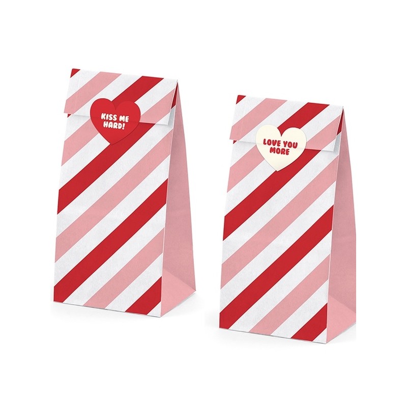 PartyDeco Sweet Love Treat Bags with Sticker, 6 pcs