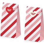 PartyDeco Sweet Love Blockboden Geschenktüten mit Sticker, 6 Stück