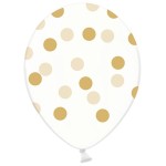 PartyDeco Luftballons transparent Punkte Gold, 6 Stück