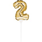 Anniversary House Mini Gold Foil Balloon Number 2 Cake Topper