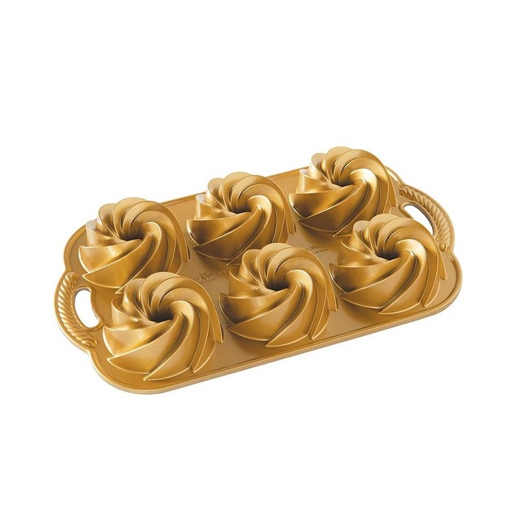 Nordic Ware Mini Rondo Heritage Pan | 6 Mini Bundt Cakes | Ø 9 cm