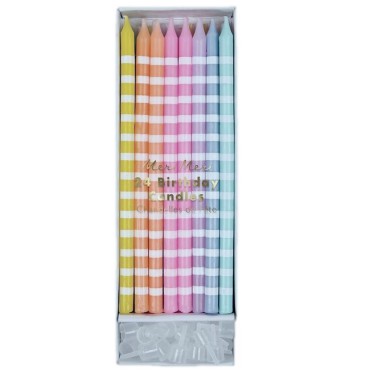 24 Pastel Party Birthday Candles Striped