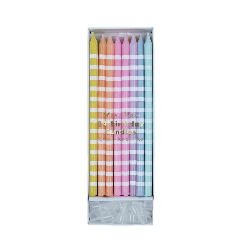 Meri Meri Tall Pastel Party Mix Candles, 24 Pcs