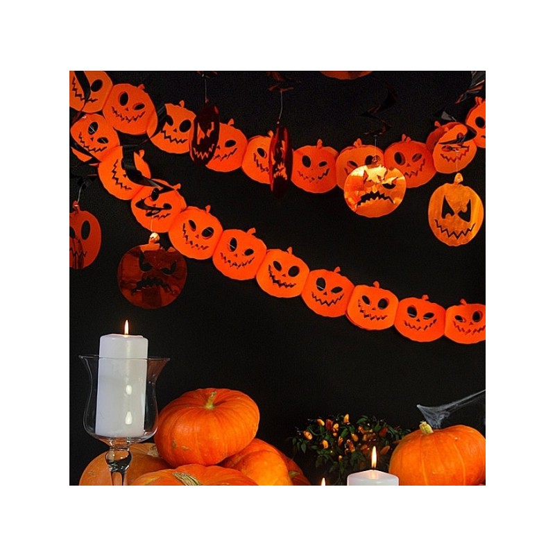 Halloween Kürbis-Girlande aus Papier, 3m