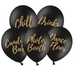 PartyDeco Party Sign Balloon Set Black, 5 pcs