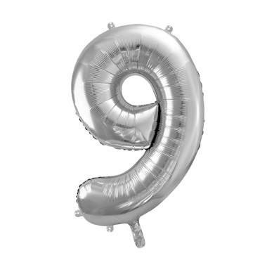 XXL Zahlenballon 9 - Silber