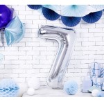 PartyDeco 80cm Number 7 Balloon Silver
