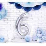 PartyDeco 80cm Number 6 Balloon Silver