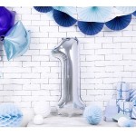 PartyDeco 80cm Number 1 Balloon Silver