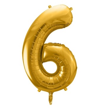 Large Number 6 Balloon Gold