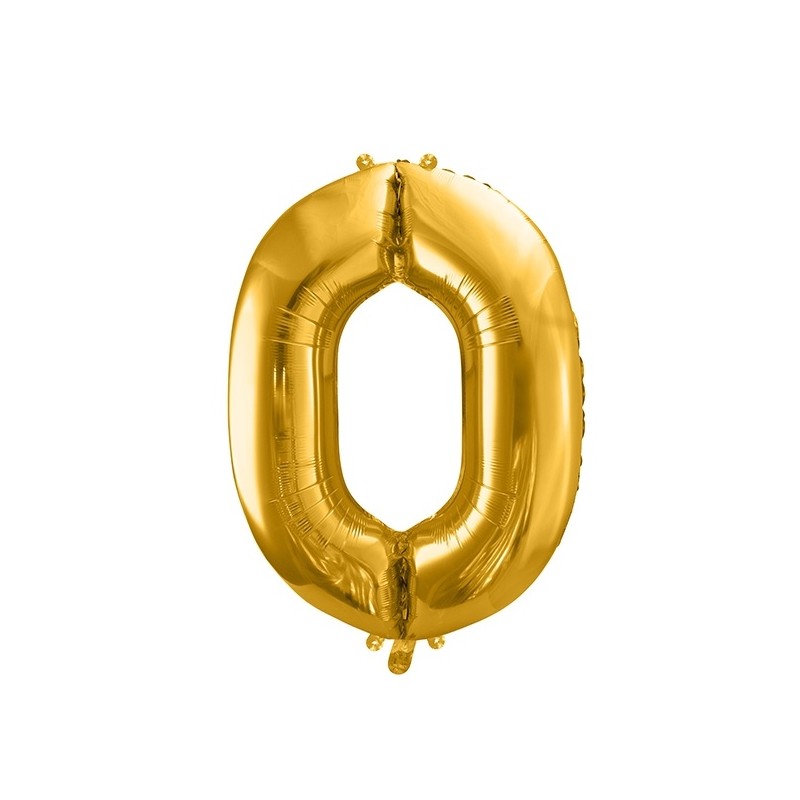 PartyDeco 80cm Number 0 Balloon Gold