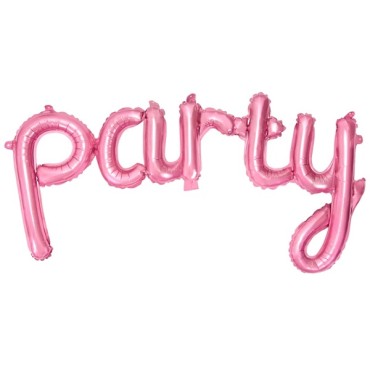 Party pink script foil balloon