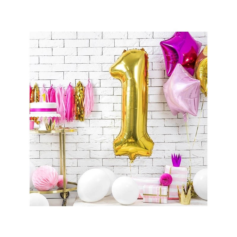 PartyDeco 80cm Number 1 Balloon Gold