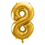 PartyDeco 80cm Gold 8 Zahlenballon