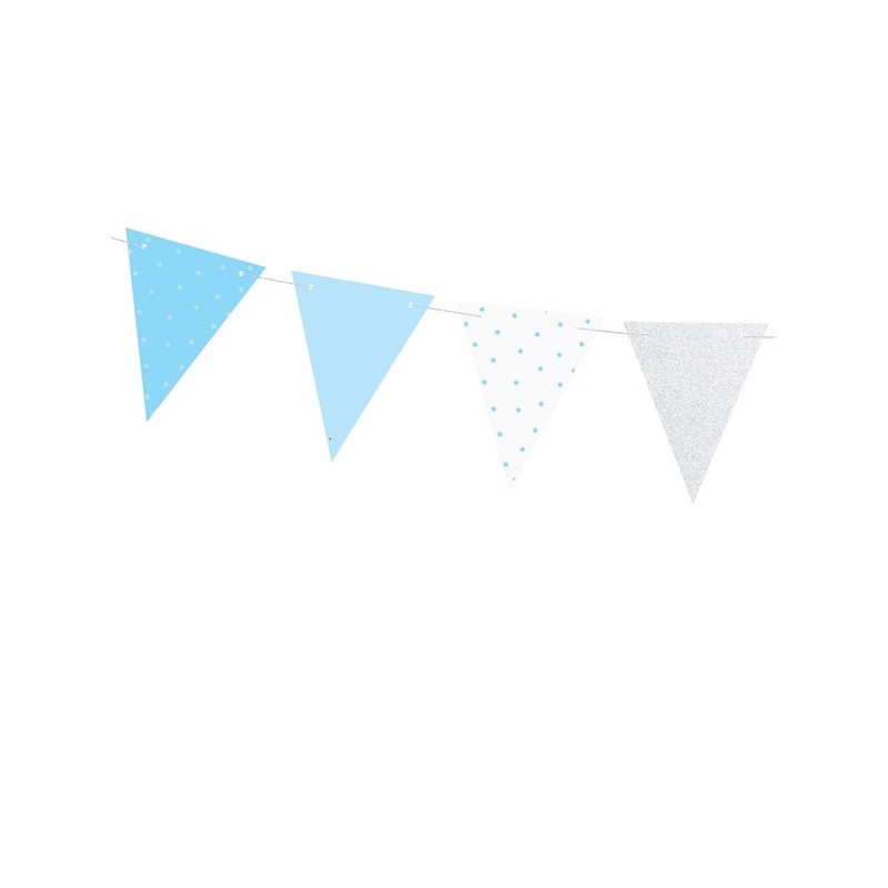 PartyDeco 1st Birthday Paper Bunting Blue, 2 Metres