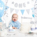 PartyDeco 1st Birthday Paper Bunting Blue, 2 Metres