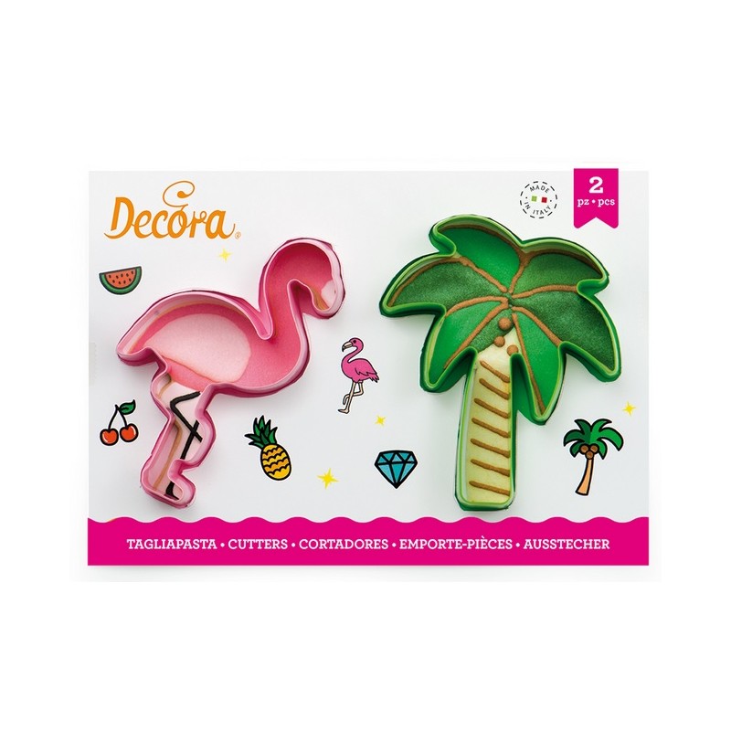 Decora Flamingo & Palmen Plätzchenausstecherset, 2 Stück