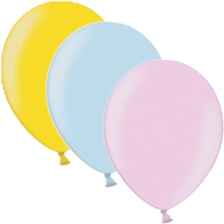 27cm Baby Mix Balloons (Metallic Lemon Zest, Metallic Candy Pink, Metallic Baby Blue),