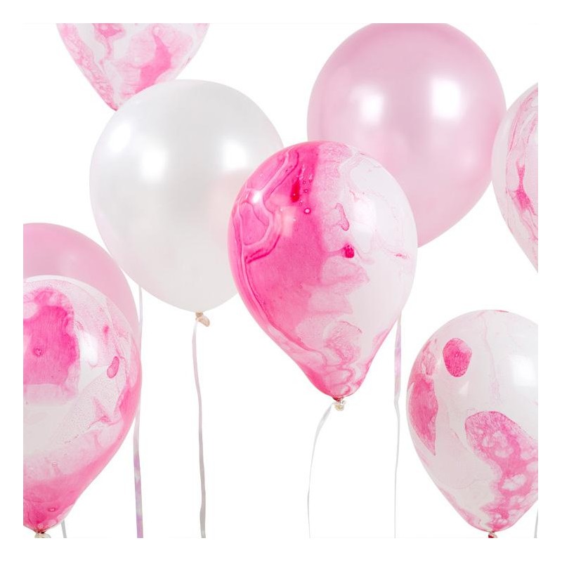 Talking Tables Pink Marble Mix Balloons, 12 pcs