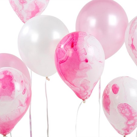 We Heart Pink Marble Effect Balloons