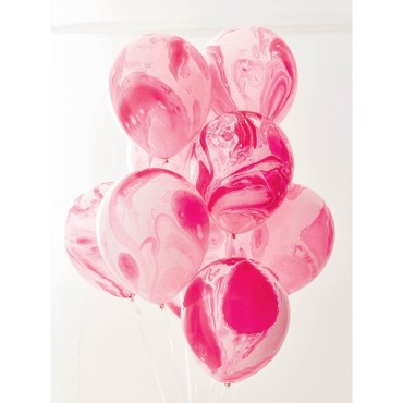 We Heart Pink Marble Effect Balloons