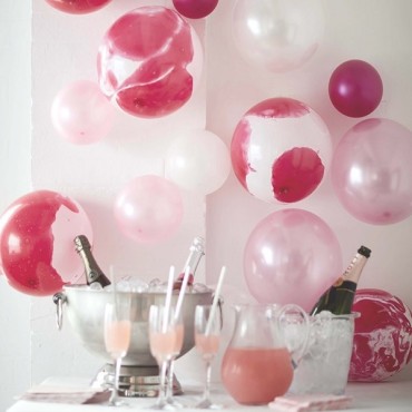 We Heart Pink Marble Effect Balloons