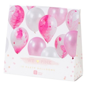 We Heart Pink Marble Effect Balloons