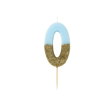 Number 0 Birthday Candle Blue Glamour