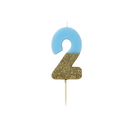 Number 2 Birthday Candle Blue Glamour