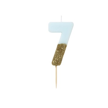 Number 7 Birthday Candle Blue Glamour