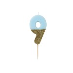 Talking Tables Number 9 Birthday Candle Blue Glamour, 7.5cm