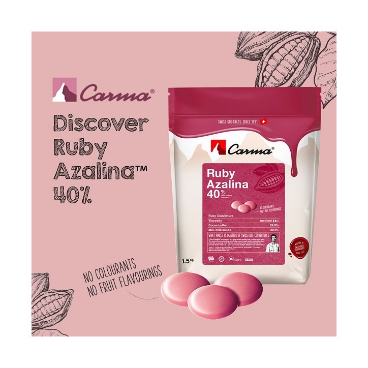 Carma Ruby Azalina 40% Couverture 1.5 kg – Swiss Ruby Chocolate | Bakeria.ch