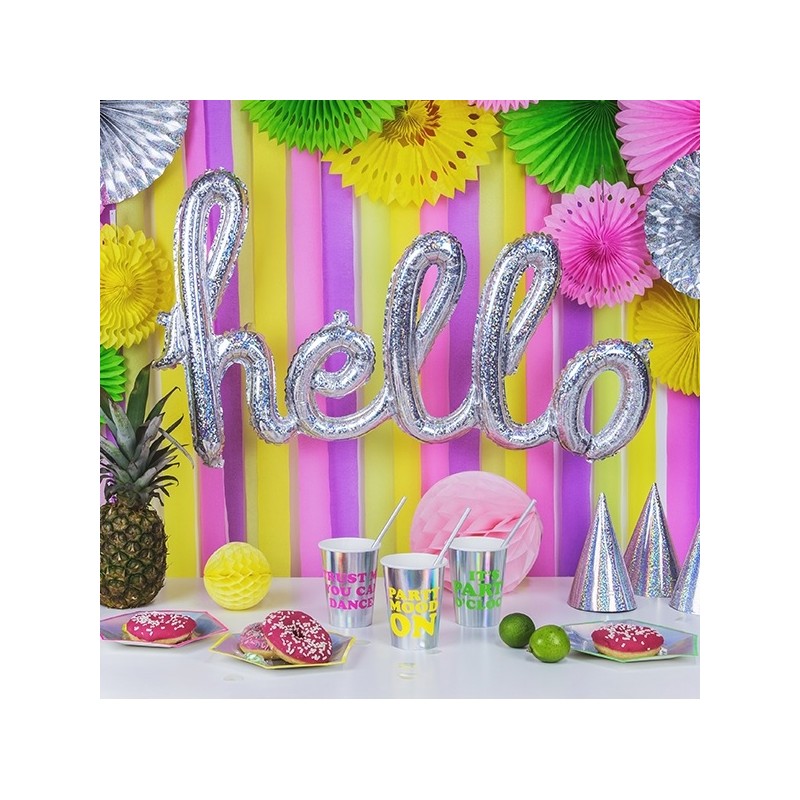 PartyDeco Hello Foil Balloon Pink, 80x40cm