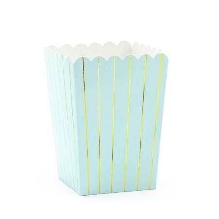Boxes for popcorn Stripes light blue 6pcs