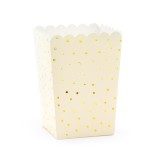 PartyDeco Popcorn Boxes Gold Polka Dots, 6 pcs