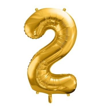 Metallic foil balloon Number "2" gold